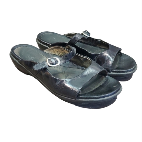 Dansko Women Leather Black Comfort Sandals shoes sz 40 US 9.5-10 - Picture 1 of 14
